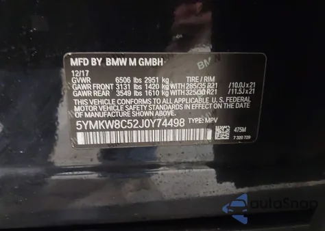 2018 BMW X6 M from USA, damaged, VIN 5YMKW8C52J0Y74498